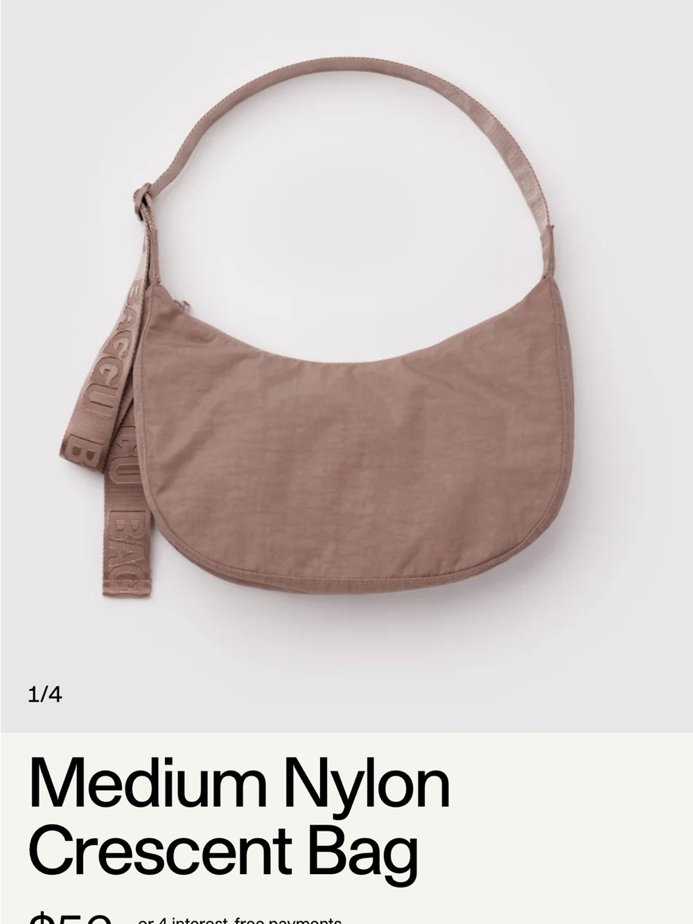 BAGGU Crescent Shoulder Bag in Mauve Taupe